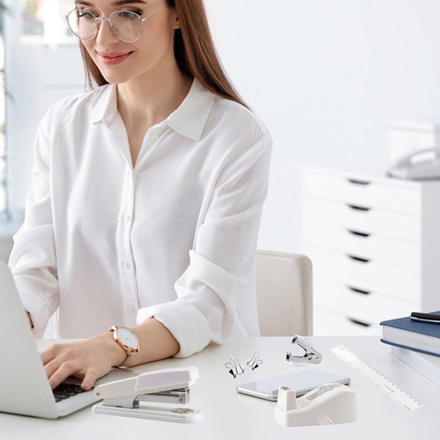 White Office Supplies Set
