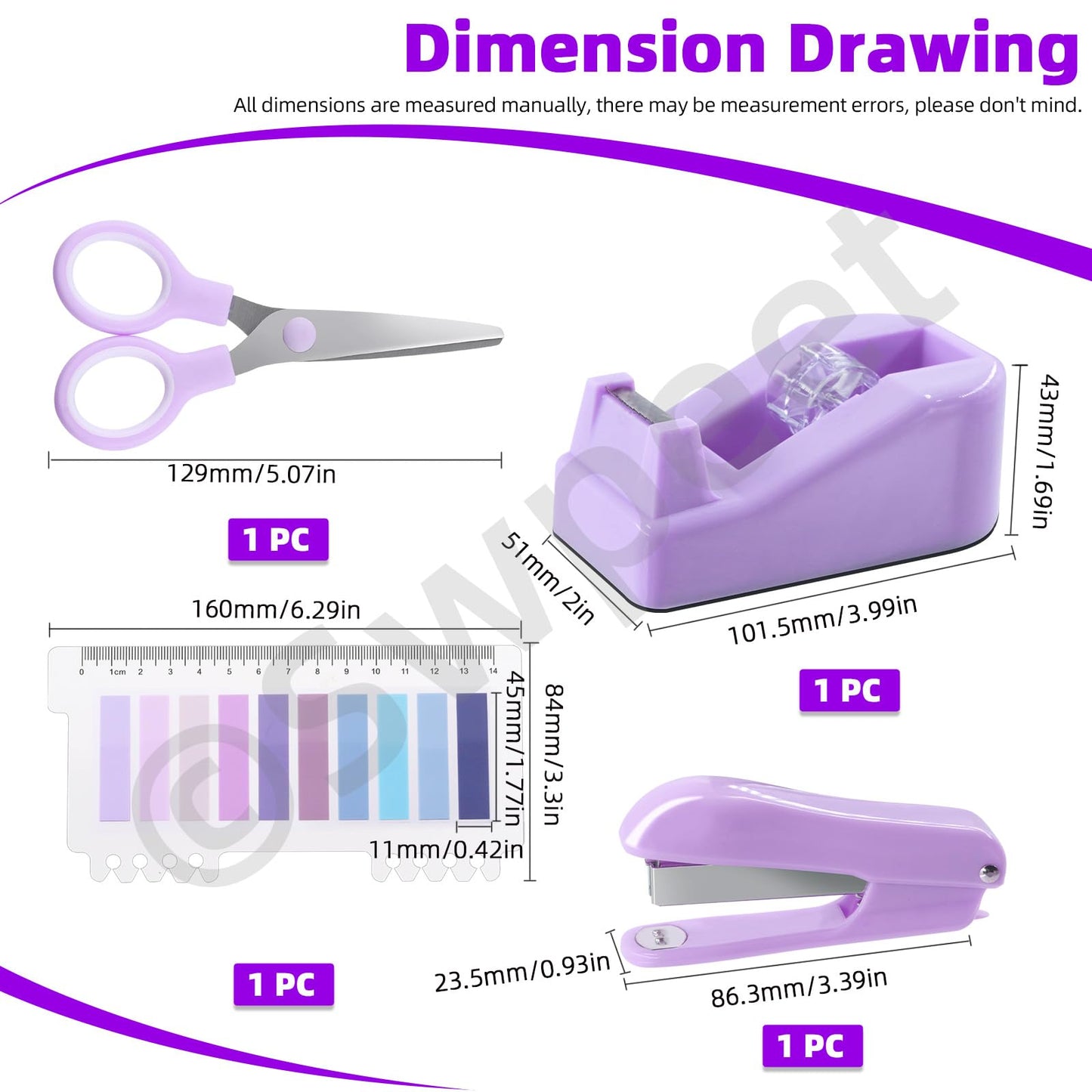 Kit de suministros de oficina morado