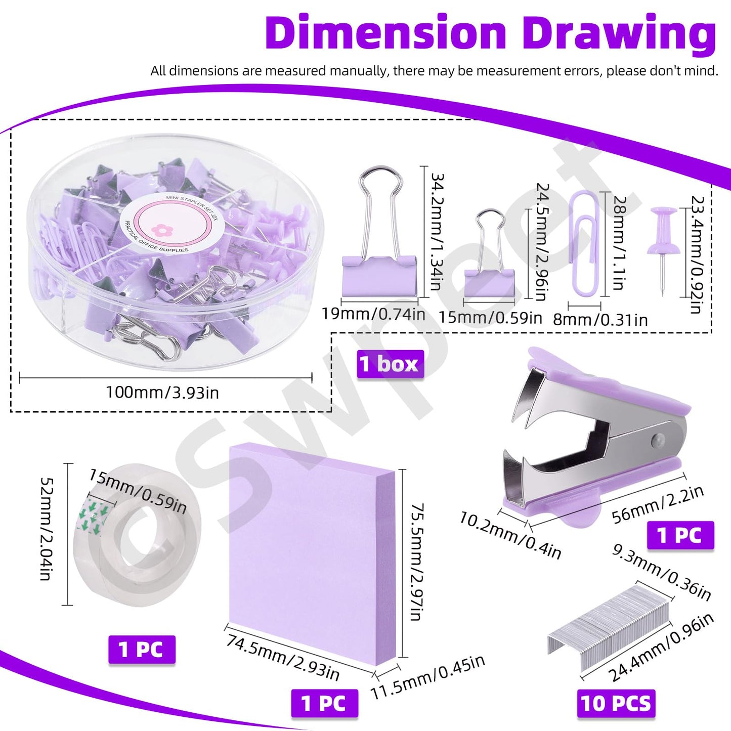 Kit de suministros de oficina morado