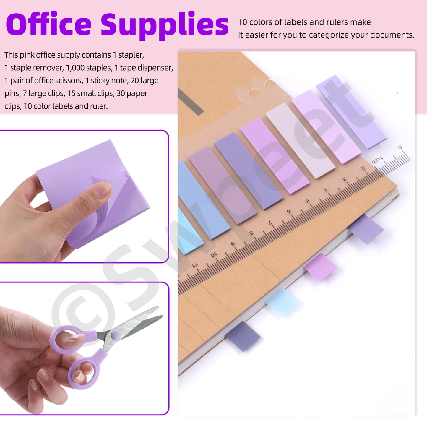 Kit de suministros de oficina morado