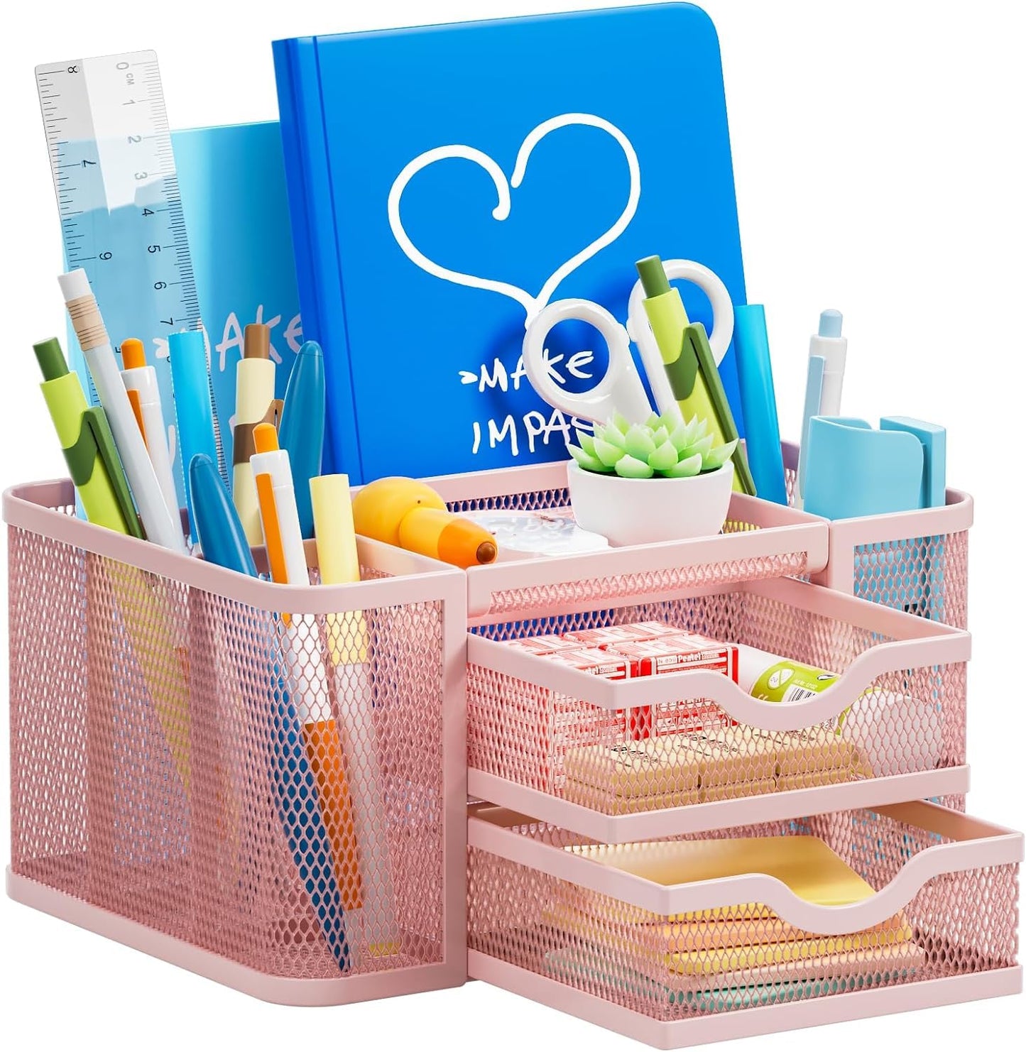 Mesh Desk Organizer Pink