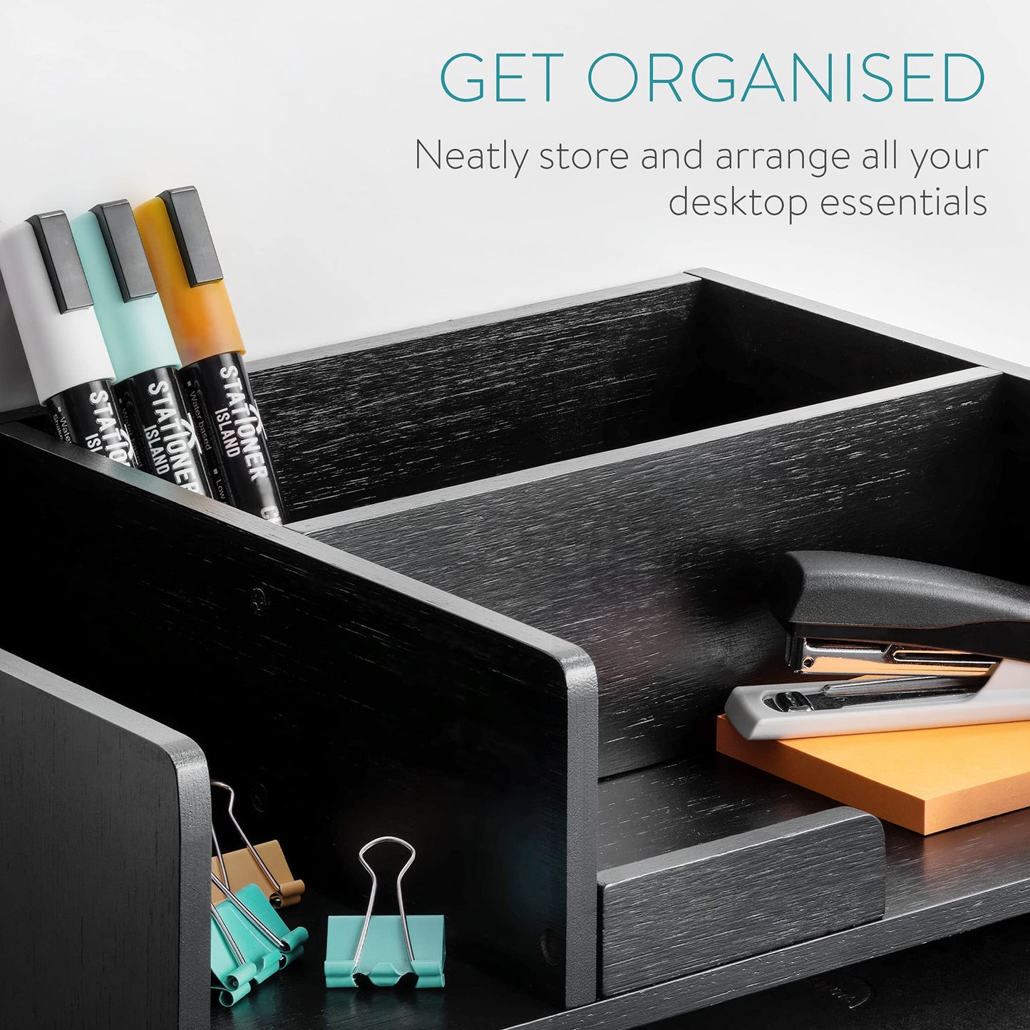 Wooden Desk Organizer Black