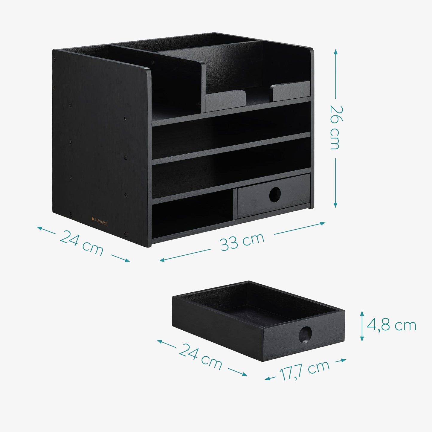 Wooden Desk Organizer Black