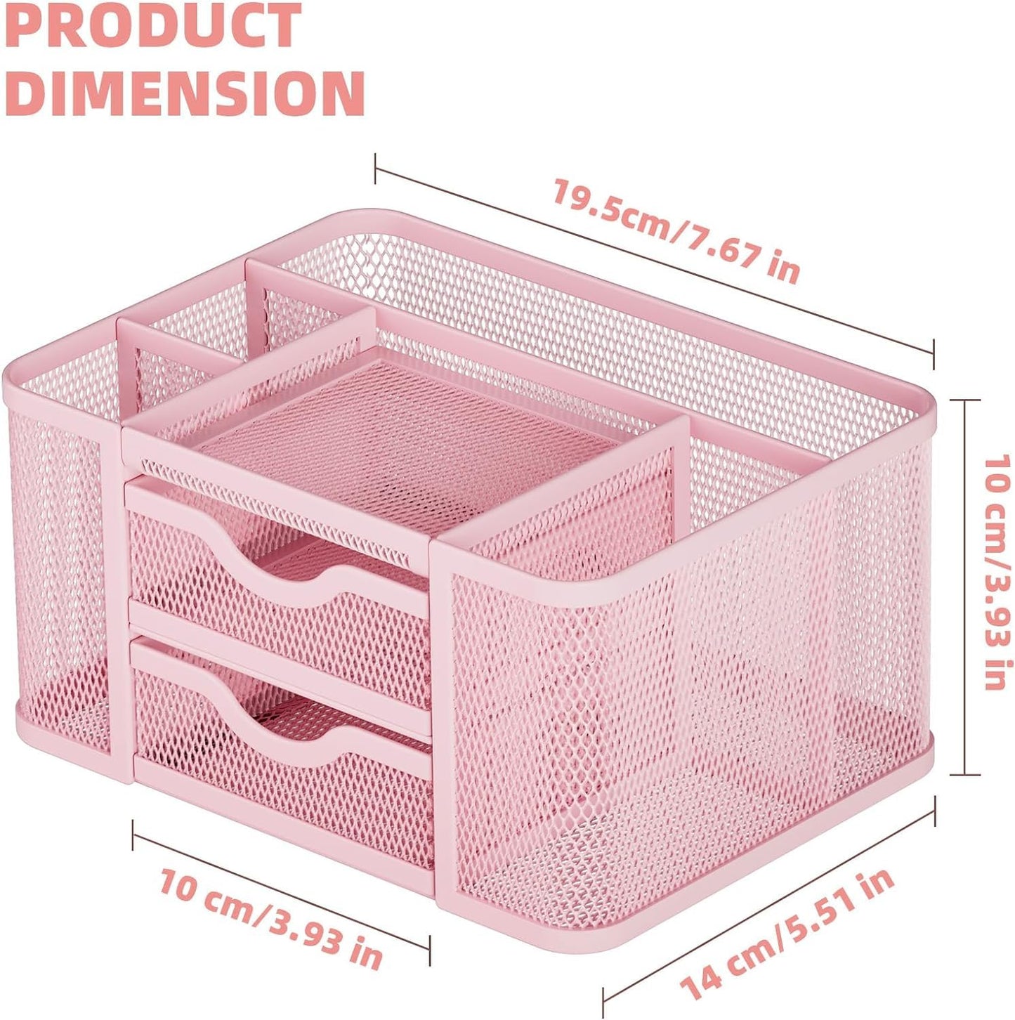 Mesh Desk Organizer Pink