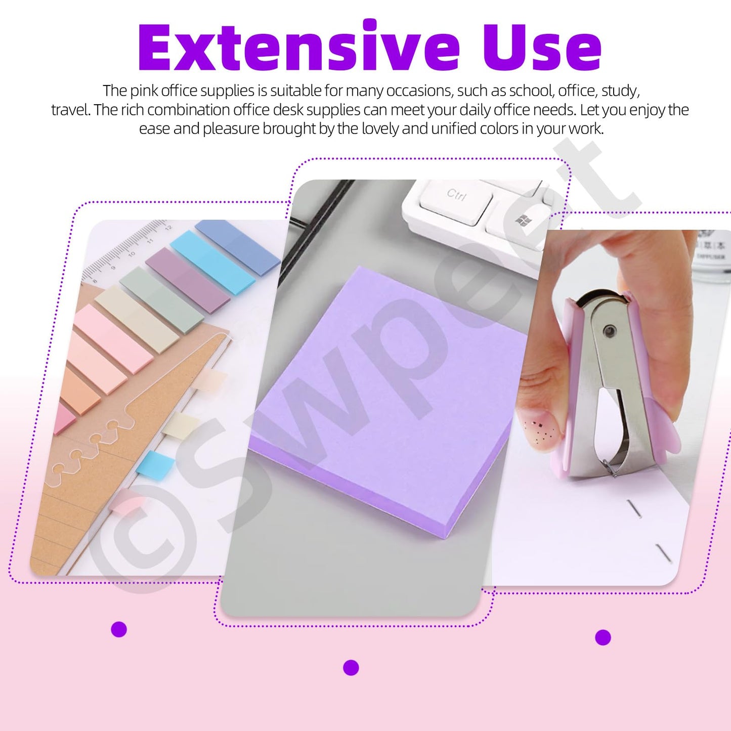 Kit de suministros de oficina morado