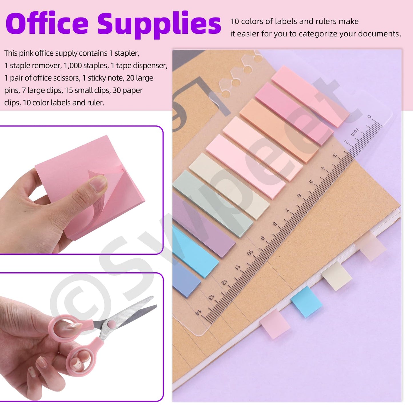 Pink Office Supplies Kit