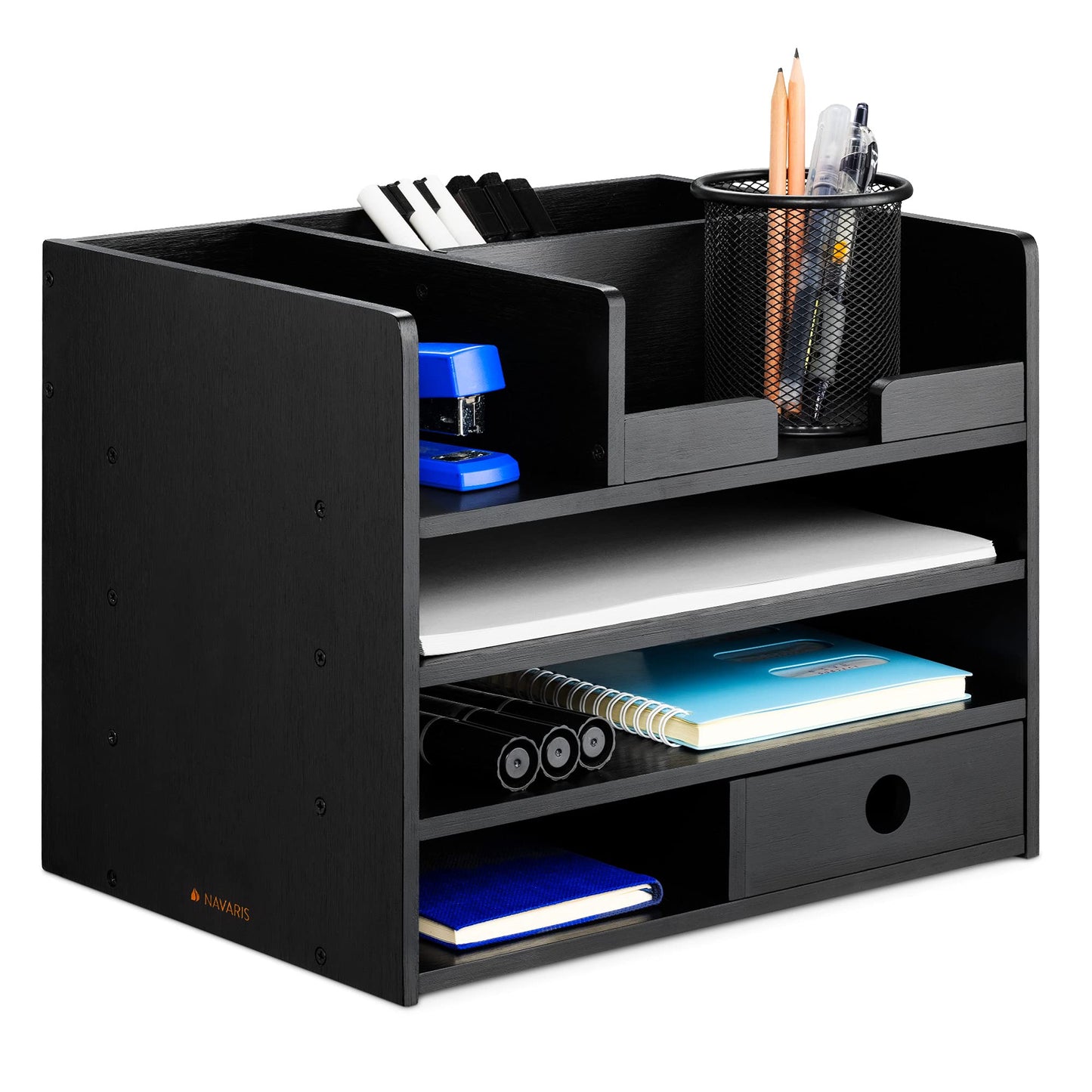 Wooden Desk Organizer Black