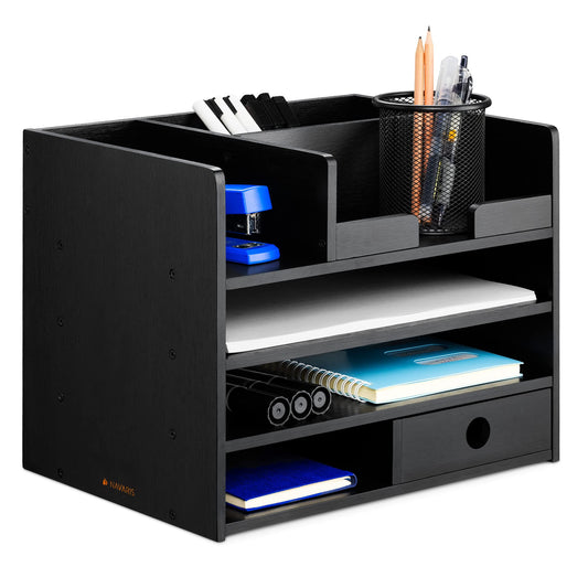 Wooden Desk Organizer Black
