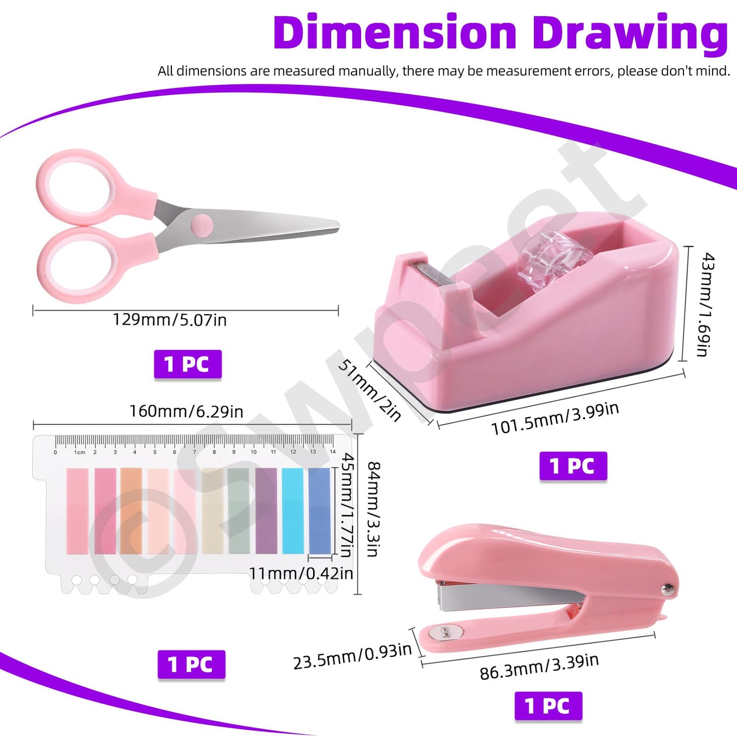 Pink Office Supplies Kit