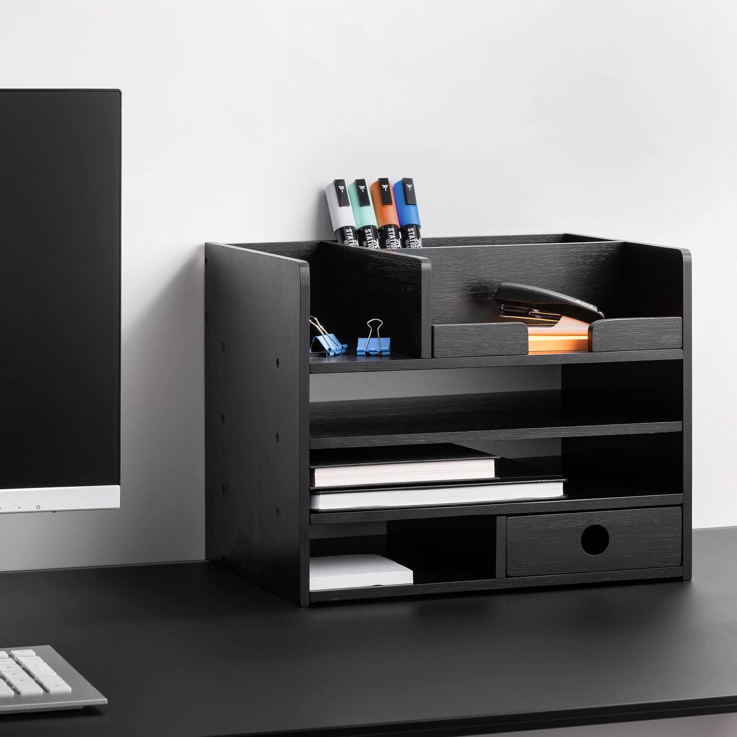 Wooden Desk Organizer Black