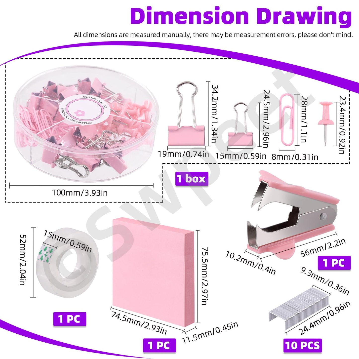 Pink Office Supplies Kit