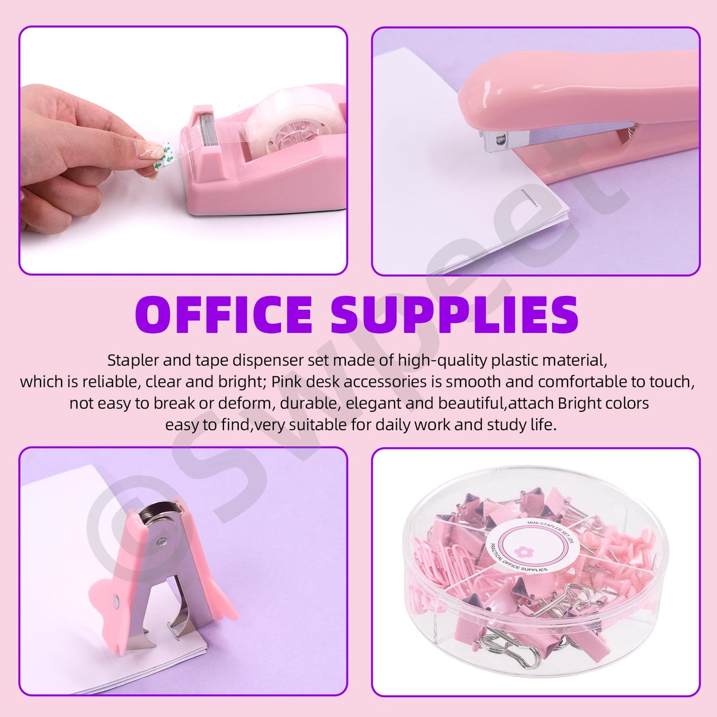 Pink Office Supplies Kit